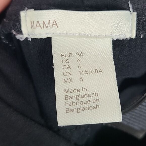 H&M Mama Black Treggings Twill Maternity Jeggings Skinny Jeans Full Belly Panel - Picture 6 of 8